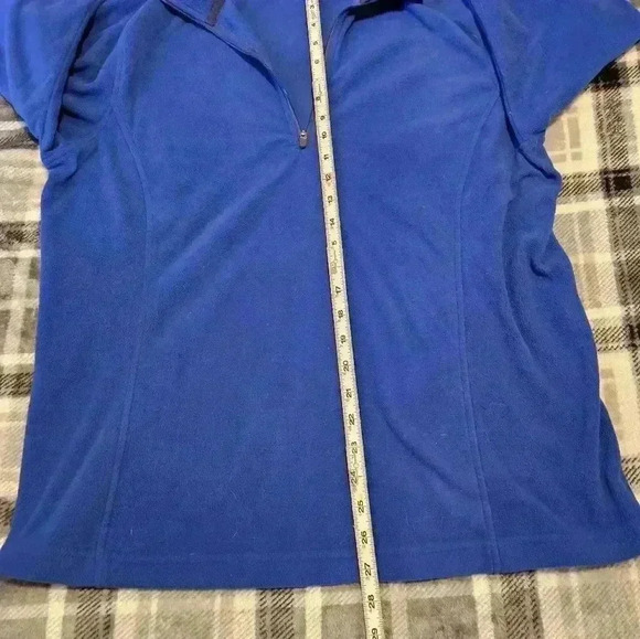 Lands' End, size Large, 100% cotton blue Fleece 1/4 zipper pullover - Picture 4 of 9